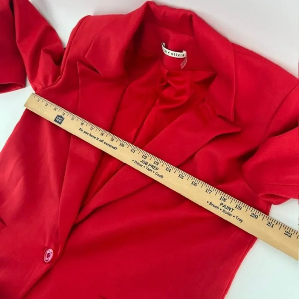 Alice + Olivia Denny Boyfriend Blazer Womens 8 Red Oversized Notch Professional - Picture 4 of 9